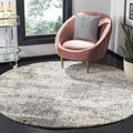 Safavieh Berber Shag Collection 4' Round Grey/Cream BER219G Modern Abstract Non-Shedding Living Room Bedroom Plush 1.2-inch Thic