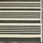 Safavieh Courtyard Collection Area Rug - 9' X 12', Black & Bone, Stripe Design, Non-Shedding & Easy Care, Indoor/Outdoor & Washa