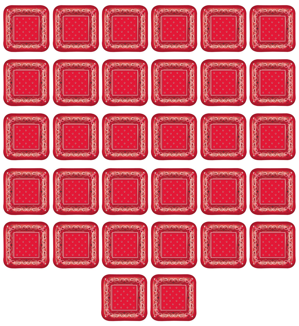 Beistle Bandana Plates, Red/Black/White, 7 Inches
