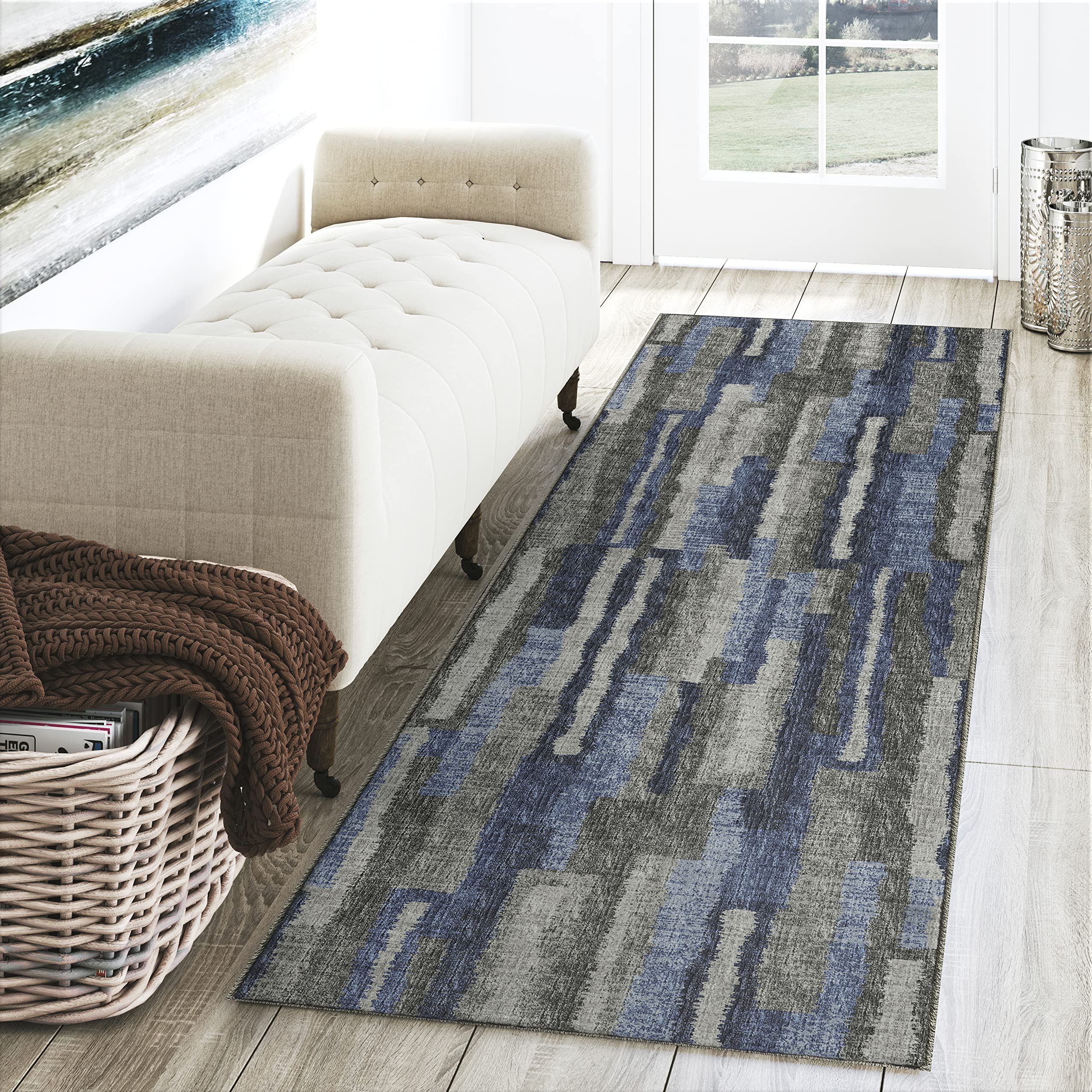 Dalyn Rugs Brisbane Br7 Bold Retro Stiped Navy 2'3" X 7'6"