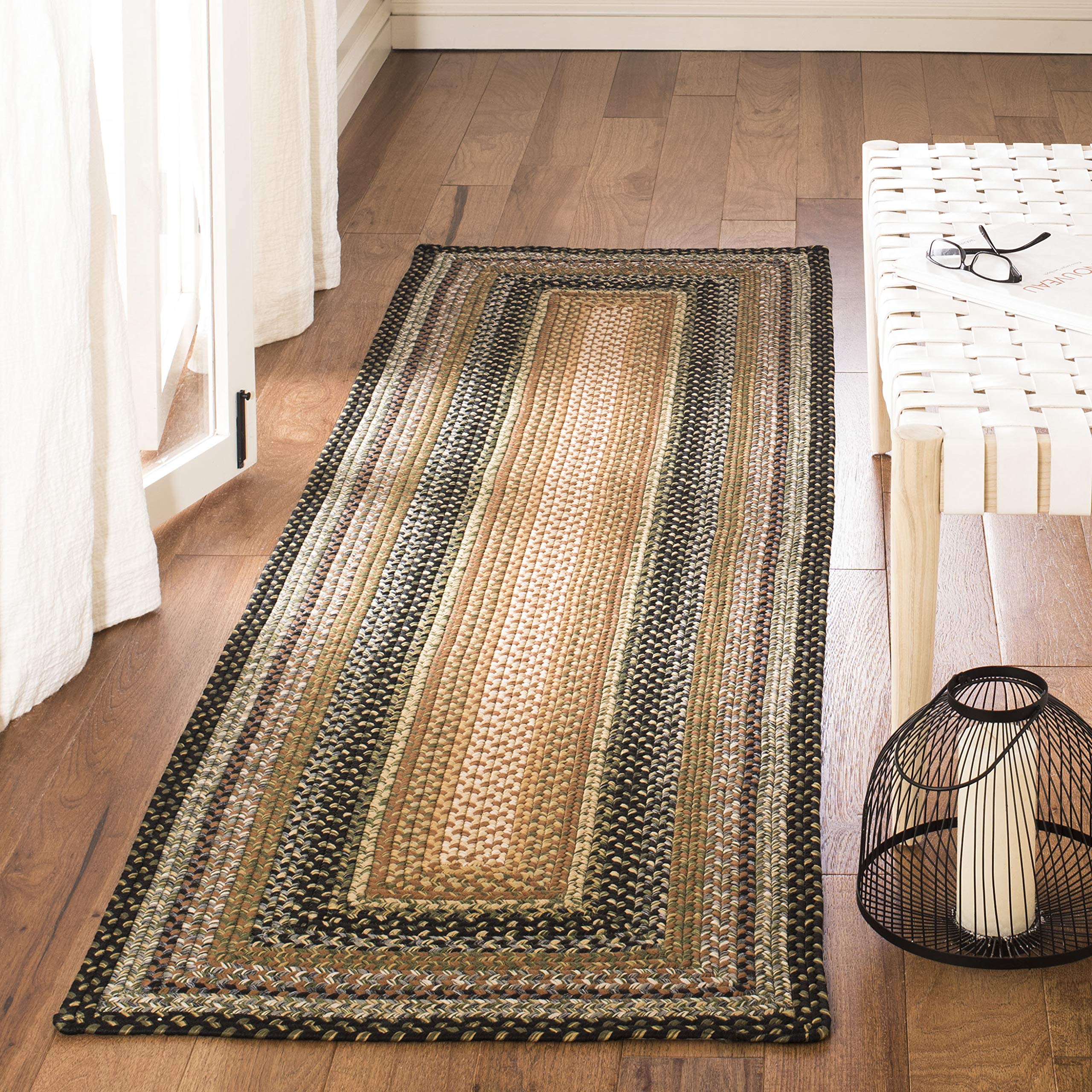 SAFAVIEH Braided Collection 23 x 12 Multi BRD308A Handmade Country Cottage Reversible Runner Rug