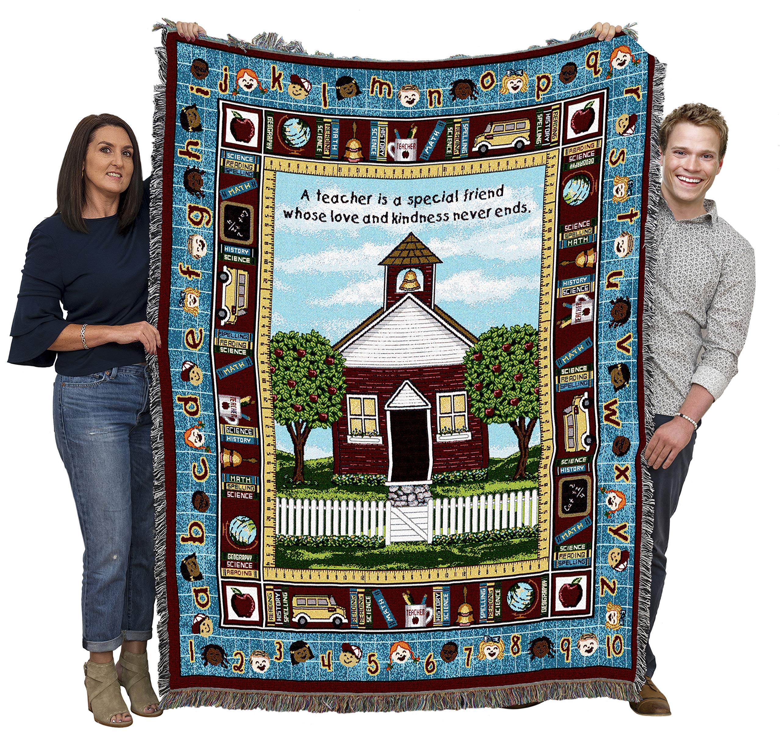 Pure Country Weavers Teacher - School Days Blanket - Gift Tapestry Throw Woven From Cotton - Made In The Usa (72X54)