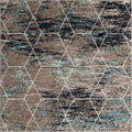 Unique Loom Trellis Frieze Collection Area Rug - Geometric (6 Square, Blue Multi/ Ivory)