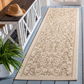 SAFAVIEH Courtyard Collection Runner Rug - 23 x 12, Natural & Brown, Scroll Design, Non-Shedding & Easy Care, Indoor/Outdoor &