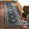 Safavieh Veranda Collection 2'3' X 6'7' Black / Cream Ver099 Boho Indoor/ Outdoor Non-Shedding Easy Scrubbing Patio Backyard Por