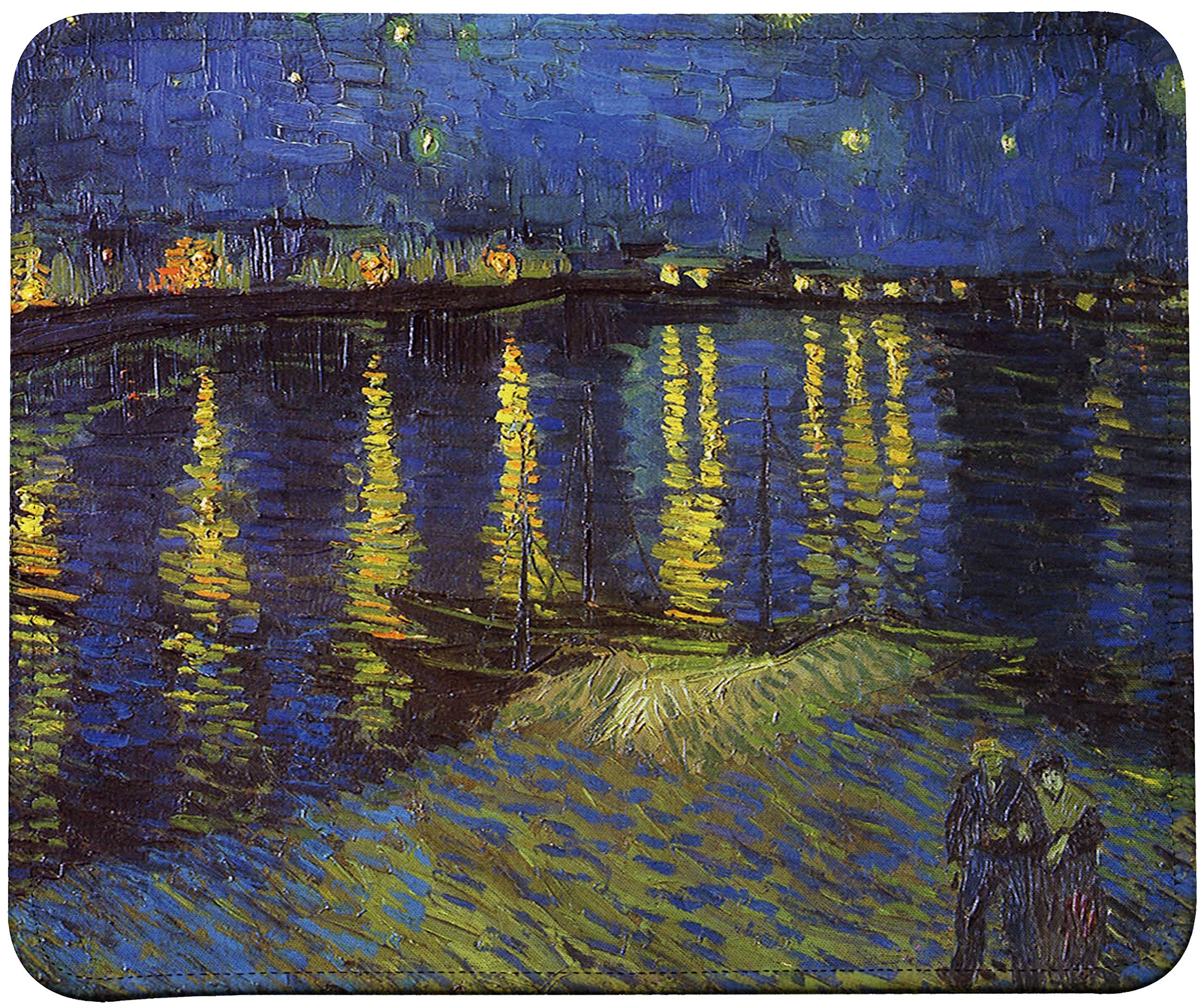 Vincent Van Gogh Impressionist Art Mouse Pad (Starry Night Over The Rhone)