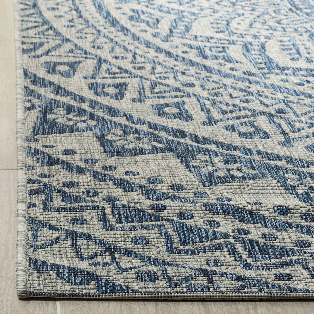 Safavieh Courtyard Collection 5'3' X 7'7' Light Grey/Blue Cy8734 Indoor/ Outdoor Waterproof Easy Cleaning Patio Backyard Mudroom Area Rug