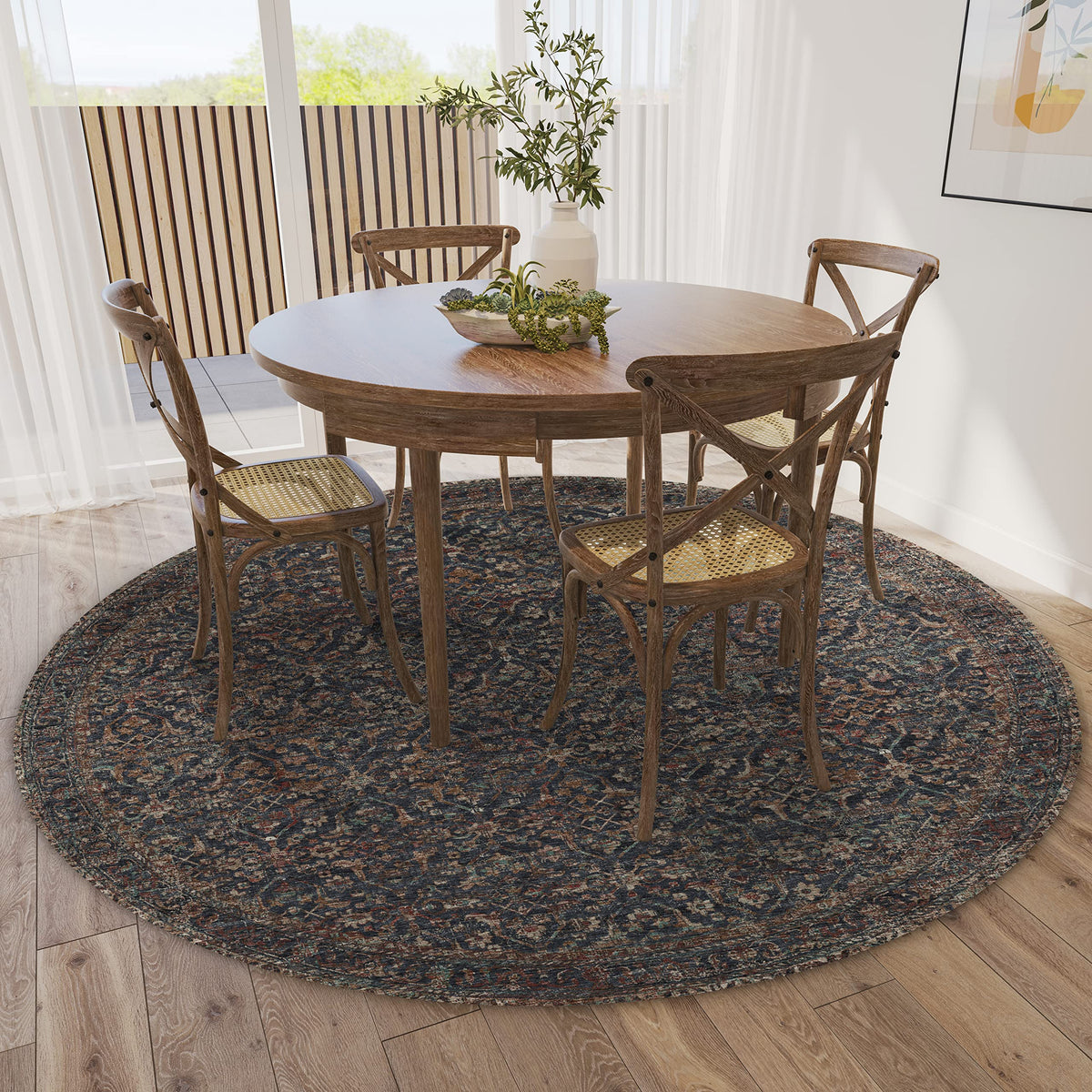 Dalyn Rugs Jericho Jc10 Midnight 6' X 6' Rectangle Soft Round Rug, Easy Clean, Non Shedding, Bedroom, Entry, Living Room, Dining Room, Kitchen Rug