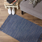 DII Woven Rugs Collection - Ribbed Reversible Cotton 2x3 ft, French Blue & Off-White, Model 6227