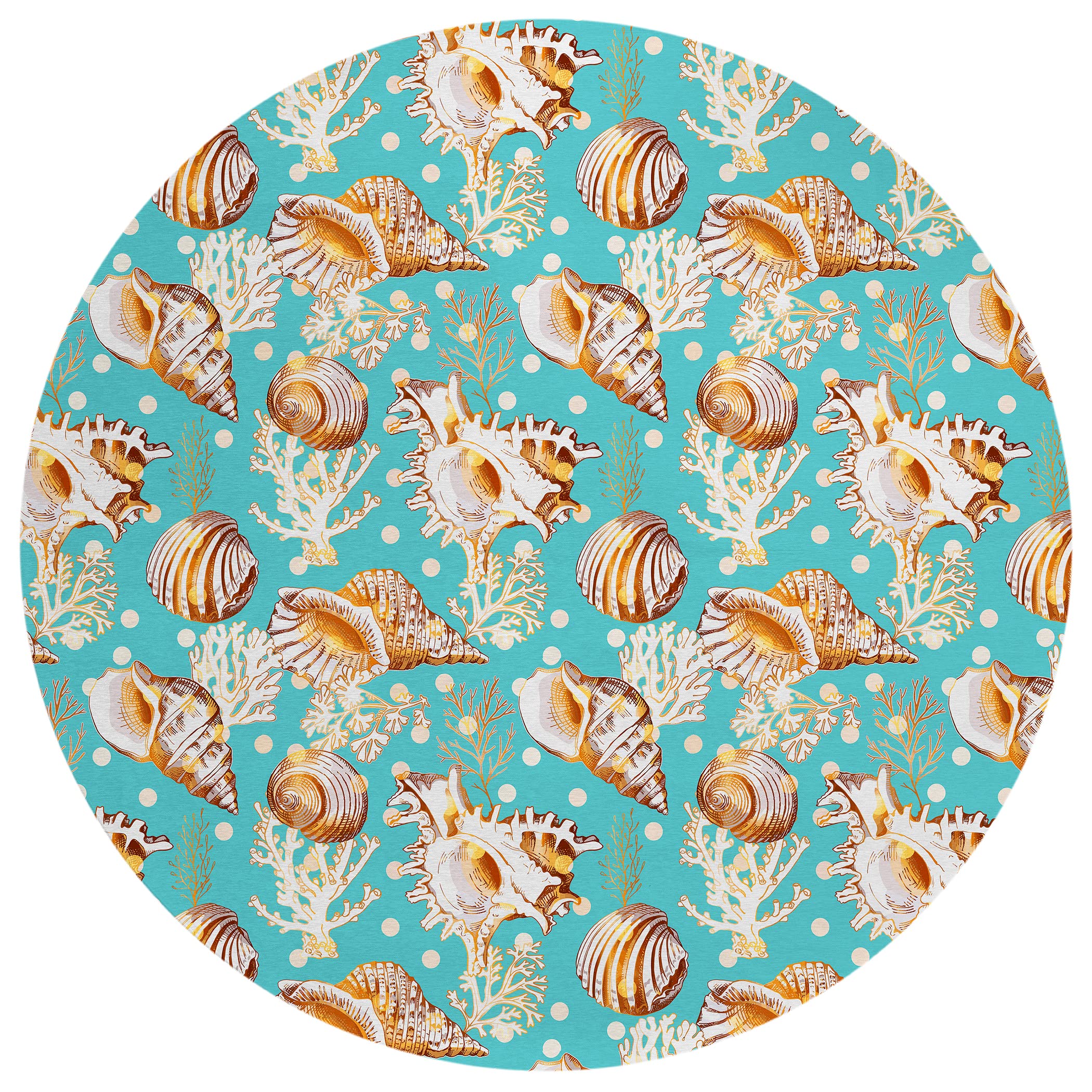 Addison Rugs Surfside ASR36 Aqua 8 x 8 Indoor Outdoor Round Rug, Easy Clean, Machine Washable, Non Shedding, Bedroom, Living R