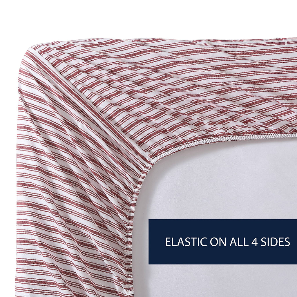 Nautica - Full Sheet Set, Cotton Percale Bedding Set, Crisp & Cool, Lightweight & Breathable (Coleridge Red, Full)