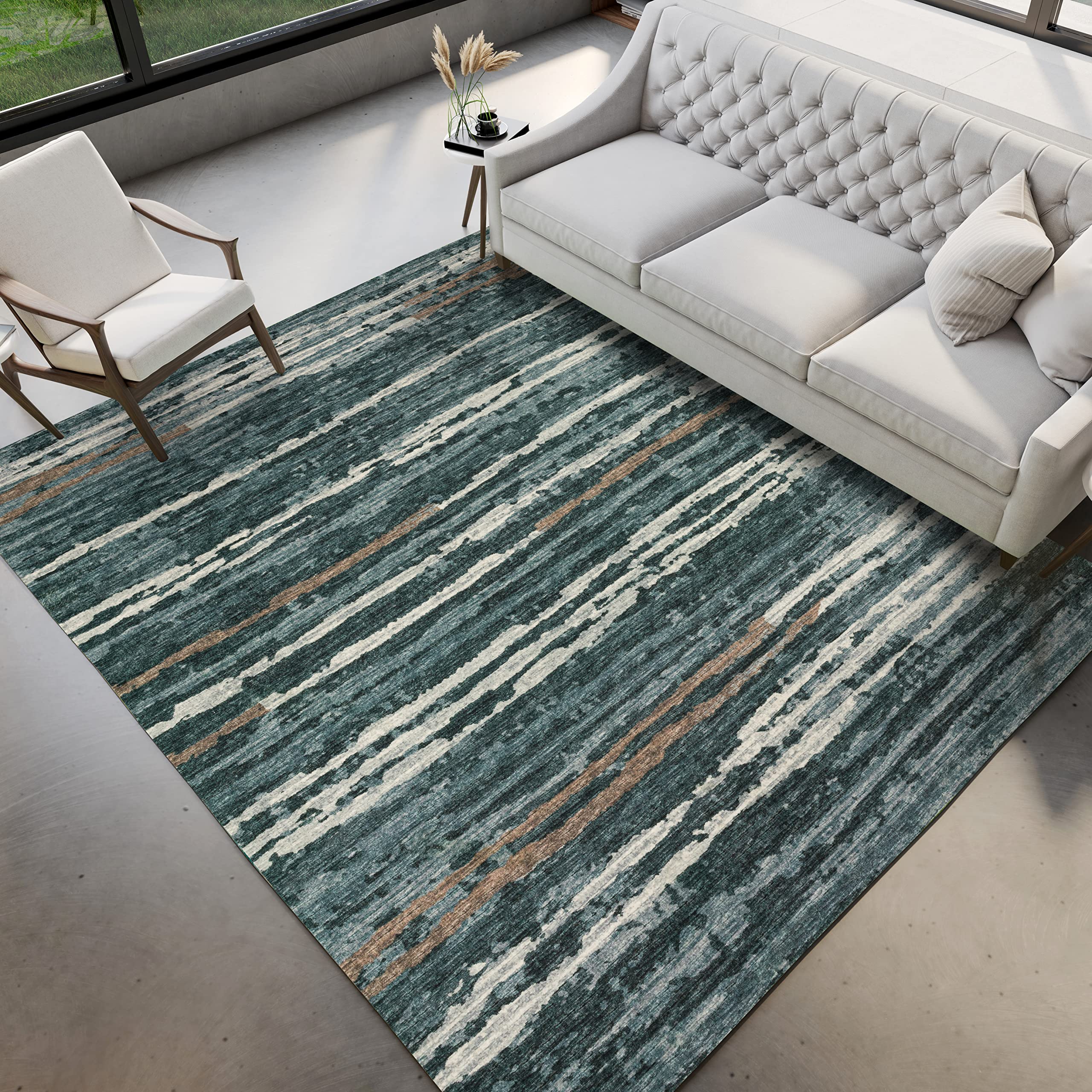Dalyn Rugs Brisbane Br4 Destressed Striped Midnight 8' X 10'