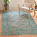 SAFAVIEH Adirondack Collection Accent Rug - 3 x 5, Light Grey & Teal, Oriental Medallion Design, Non-Shedding & Easy Care, Ide