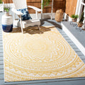 Safavieh Courtyard Collection 5'3' X 7'7' Ivory/Gold Cy8734 Indoor/ Outdoor Waterproof Easy Cleaning Patio Backyard Mudroom Ar
