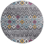 Safavieh Amsterdam Collection 3' Round Dark Grey/Ivory Ams108H Moroccan Boho Non-Shedding Entryway Foyer Living Room Bedroom Kit