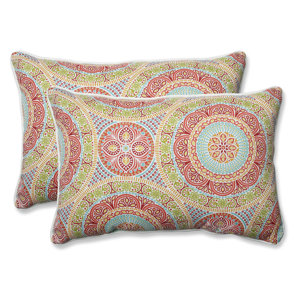 Pillow Perfect - 609416 Outdoor/Indoor Delancey Jubilee Lumbar Pillows, 11.5' X 18.5', 2 Count (Pack Of 1) Pink
