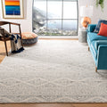 SAFAVIEH Tulum Collection Area Rug - 9 Square, Ivory & Grey, Moroccan Boho Tribal Design, Non-Shedding & Easy Care, Ideal for H