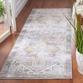 SAFAVIEH Washable Rug Tucson Collection - 26 x 20 Runner, Beige & Grey, Slip Resistant, Ideal for High Traffic Areas in Livin