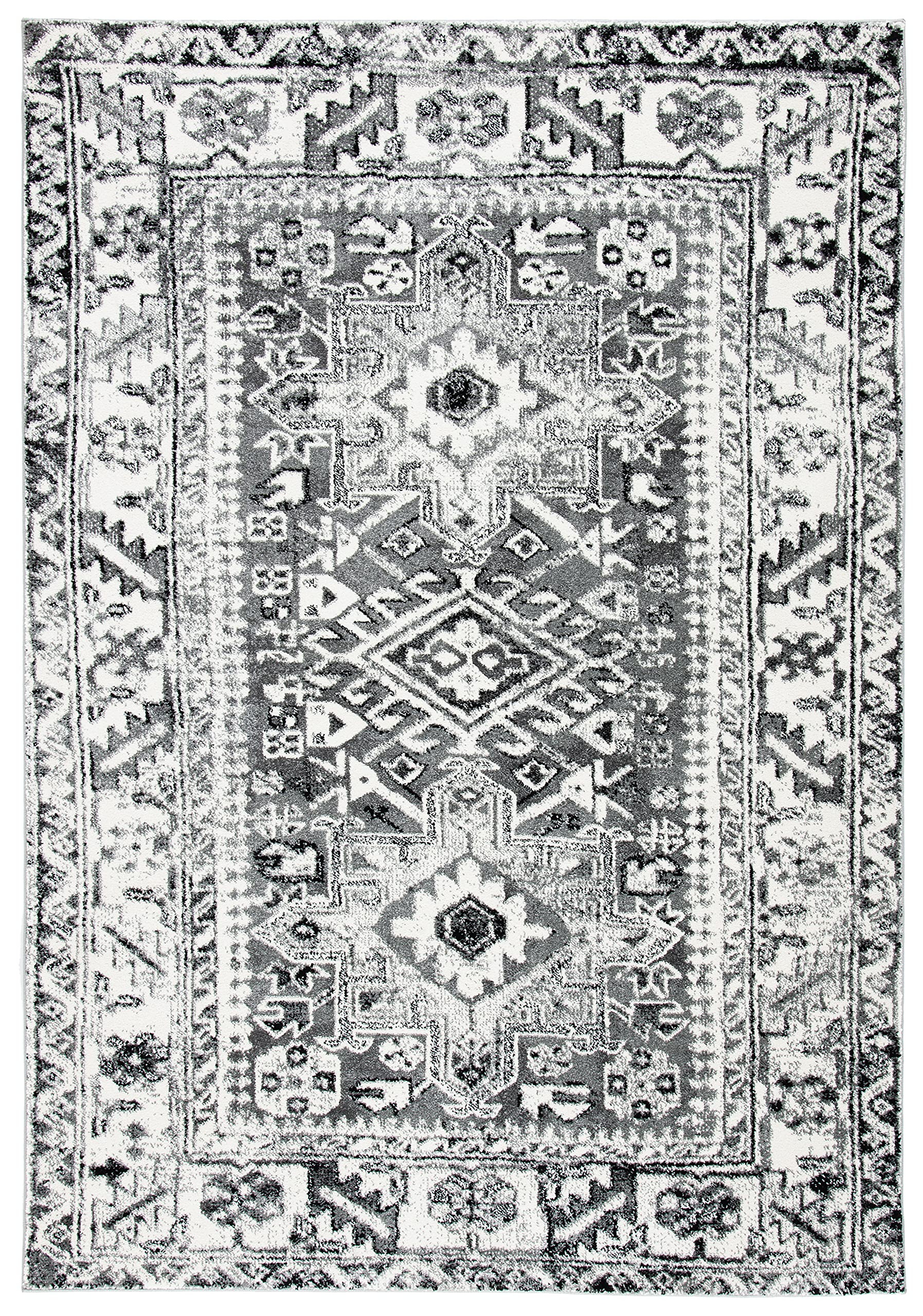 SAFAVIEH Vintage Hamadan Collection Accent Rug - 23 x 4, Grey & Ivory, Medallion Design, Non-Shedding & Easy Care, Ideal for H