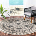 Safavieh Veranda Collection 5'3' Round Ivory / Slate Ver099 Boho Indoor/ Outdoor Non-Shedding Easy Cleaning Patio Backyard Porc