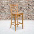 2 Pk. Natural Wood Finished Ladder Back Wooden Restaurant Barstool