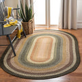 SAFAVIEH Braided Collection Area Rug - 7 x 10 Oval, Multi, Braided Farmhouse Geometric Design, Indoor/Outdoor & Washable, Idea