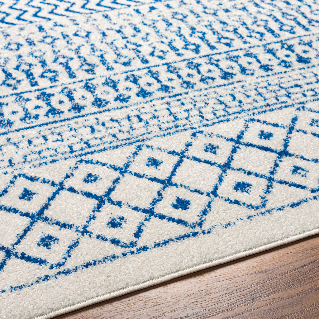 Livabliss Chester Boho Moroccan Area Rug, 7'10'' X 11', Cream/Royal Blue
