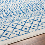 Livabliss Chester Boho Moroccan Area Rug, 7'10'' X 11', Cream/Royal Blue