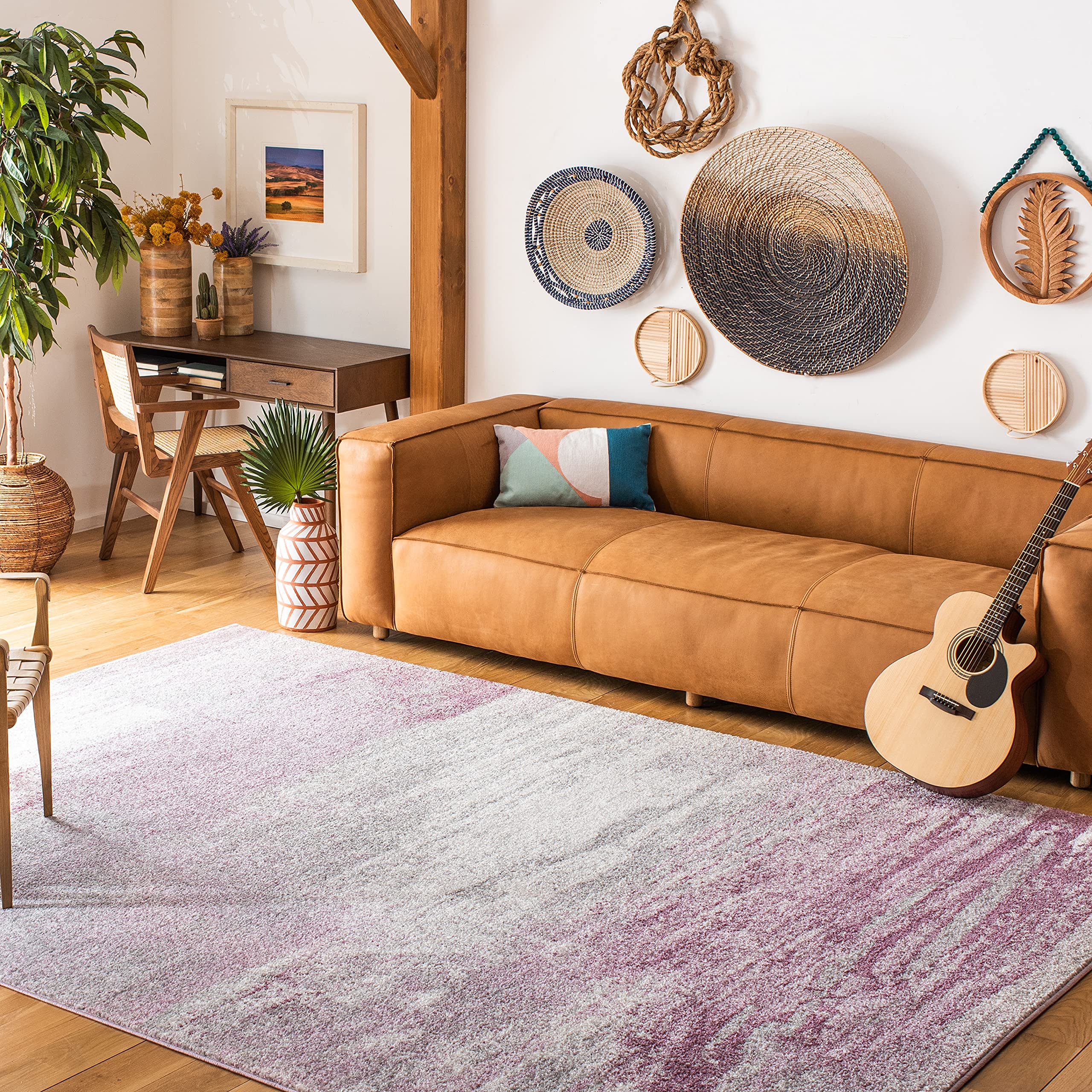 SAFAVIEH Adirondack Collection Area Rug - 9 x 12, Grey & Purple, Modern Abstract Design, Non-Shedding & Easy Care, Ideal for H