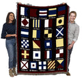 Pure Country Weavers Nautical Flags Blanket - Coastal Ocean Beach Gift Tapestry Throw Woven From Cotton - Made In The Usa (72X54