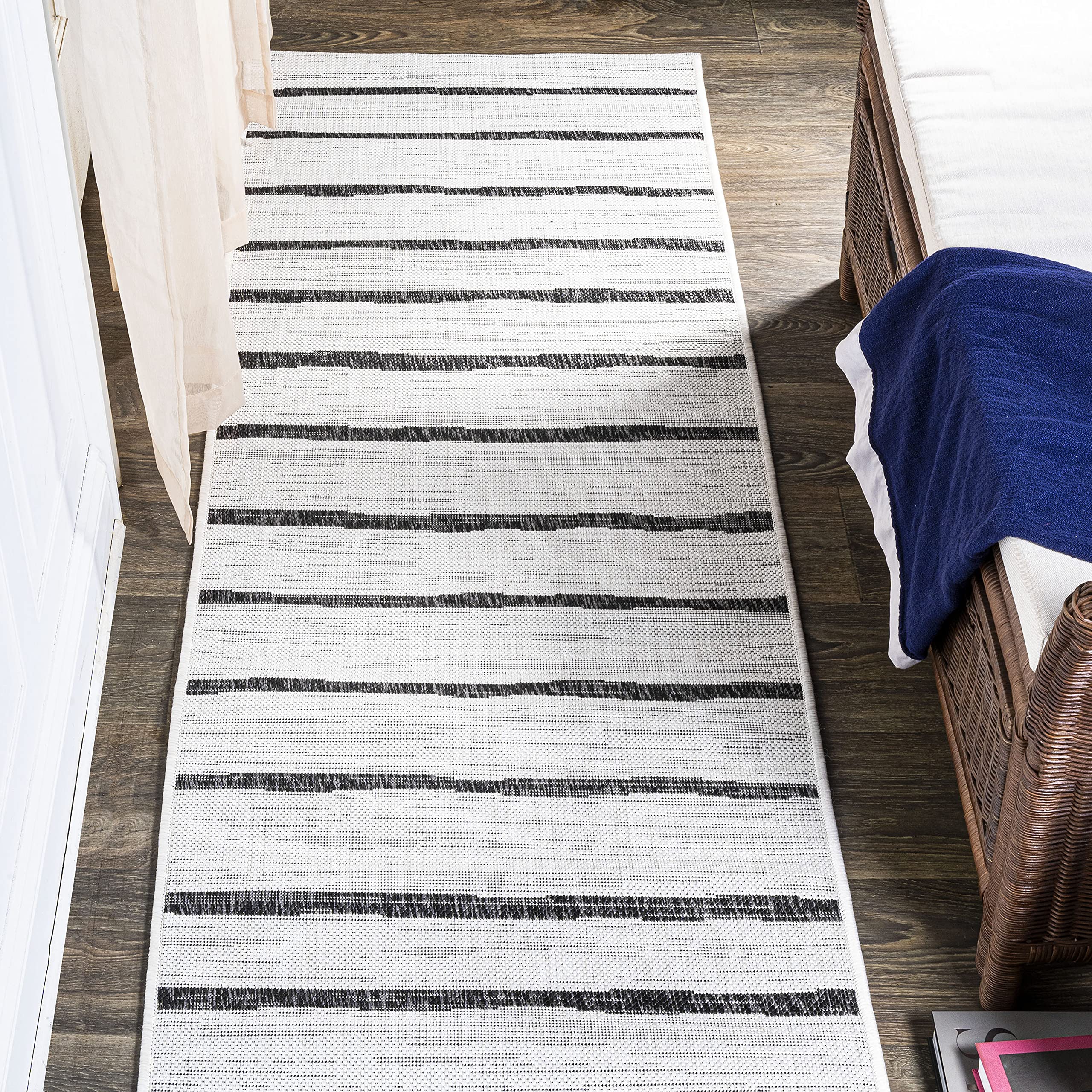 Jonathan Y Smb125D-210 Colonia Berber Stripe Indoor/Outdoor 2 Ft. X 10 Ft Runner Rug, Contemporary, Bohemian, Minimalistic, Rust