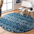 SAFAVIEH Amsterdam Collection 3 Round Navy/Beige AMS108N Moroccan Boho Non-Shedding Entryway Foyer Living Room Bedroom Kitchen 