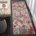 SAFAVIEH Monaco Collection Runner Rug - 22 x 6, Grey & Fuchsia, Boho Chic Abstract Watercolor Design, Non-Shedding & Easy Care