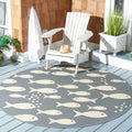 Safavieh Courtyard Collection 4' Round Dark Grey/Beige Cy6012 Indoor/Outdoor Waterproof Easy Cleaning Patio Backyard Mudroom Are