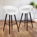 2 Pk. Brynn Series 29 High White Vinyl Barstool with Cappuccino Wood Frame
