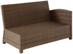 Crosley Furniture Bradenton Outdoor Sectional Right Side Loveseat, 2-Person Wicker Patio Couch for Deck, Brown with Navy Cushions