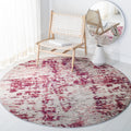 SAFAVIEH Madison Collection 67 Round BeigeWine MAD471C Modern Abstract Non-Shedding Living Room Bedroom Area Rug