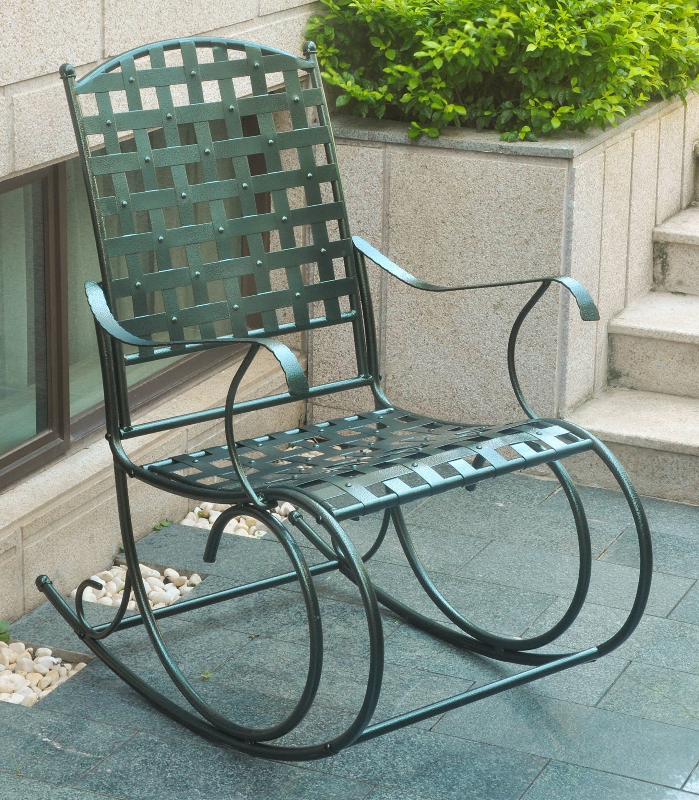 International Caravan Porch Rocker in Verdigris Finish,