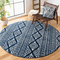 SAFAVIEH Tulum Collection 3 Round Navy/Ivory TUL272N Moroccan Boho Tribal Non-Shedding Dining Room Entryway Foyer Living Room B