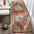 SAFAVIEH Monaco Collection Runner Rug - 22 x 12, Orange & Light Blue, Boho Chic Medallion Distressed Design, Non-Shedding & Ea