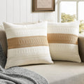 Zeemart 2 Packs Cotton Boho Throw Pillow Covers 20X20 Inch Contrast Brown, Soft Farmhouse Decorative Couch Pillow Cases Neutral Cushion Covers For Sofa Bed Living Room Home Decor