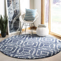 SAFAVIEH Adirondack Collection 3 Round Navy/Ivory ADR131N Diamond Distressed Non-Shedding Living Room Bedroom Area Rug