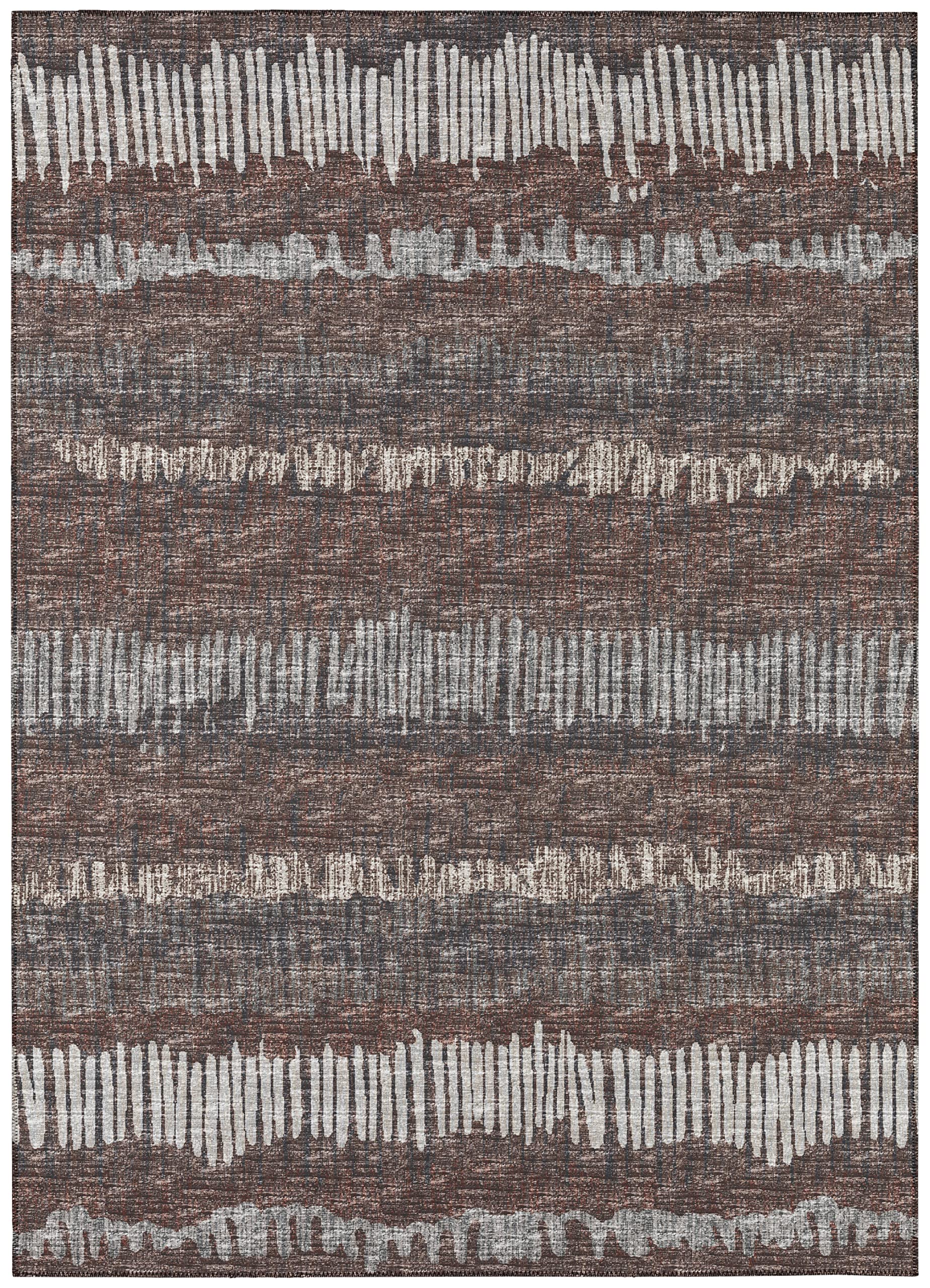 Addison Rugs Rylee Ary34 Brown Washable 8' X 10' Indoor Outdoor Area Rug, Easy Clean, Machine Washable, Non Shedding, Bedroom, Entry, Living Room, Dining Room, Kitchen, Patio Rug
