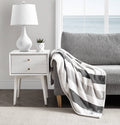 Nautica - Throw Blanket, Super Soft & Cozy Fleece Bedding, Dorm Room Essentials (Awning Stripe Grey, Throw)
