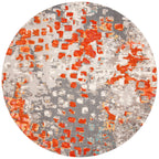 Safavieh Madison Collection Area Rug - 8' Round, Grey & Orange, Boho Abstract Distressed Design, Non-Shedding & Easy Care, Ideal