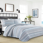 Nautica Quilt Set All Season Cotton Bedding With Matching Sham, Lightweight & Reversible, Twin, Jettison Grey/Blue/White