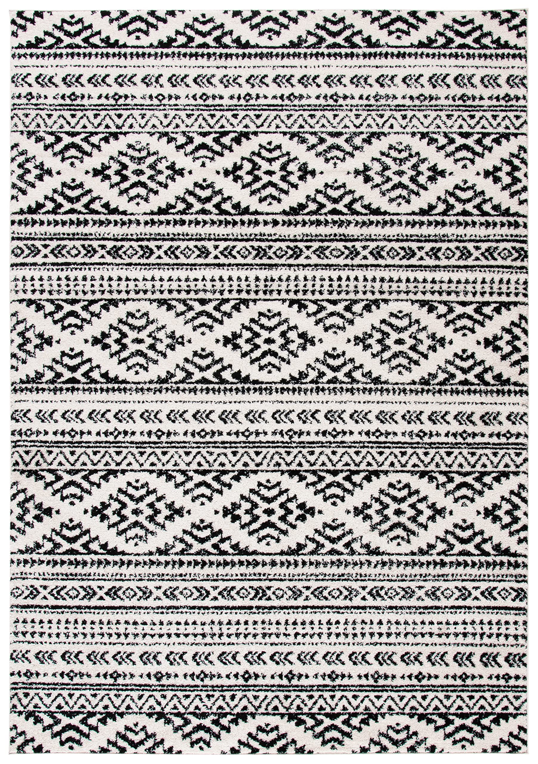 SAFAVIEH Tulum Collection Accent Rug - 2 x 5, Ivory & Black, Moroccan Boho Tribal Design, Non-Shedding & Easy Care, Ideal for 