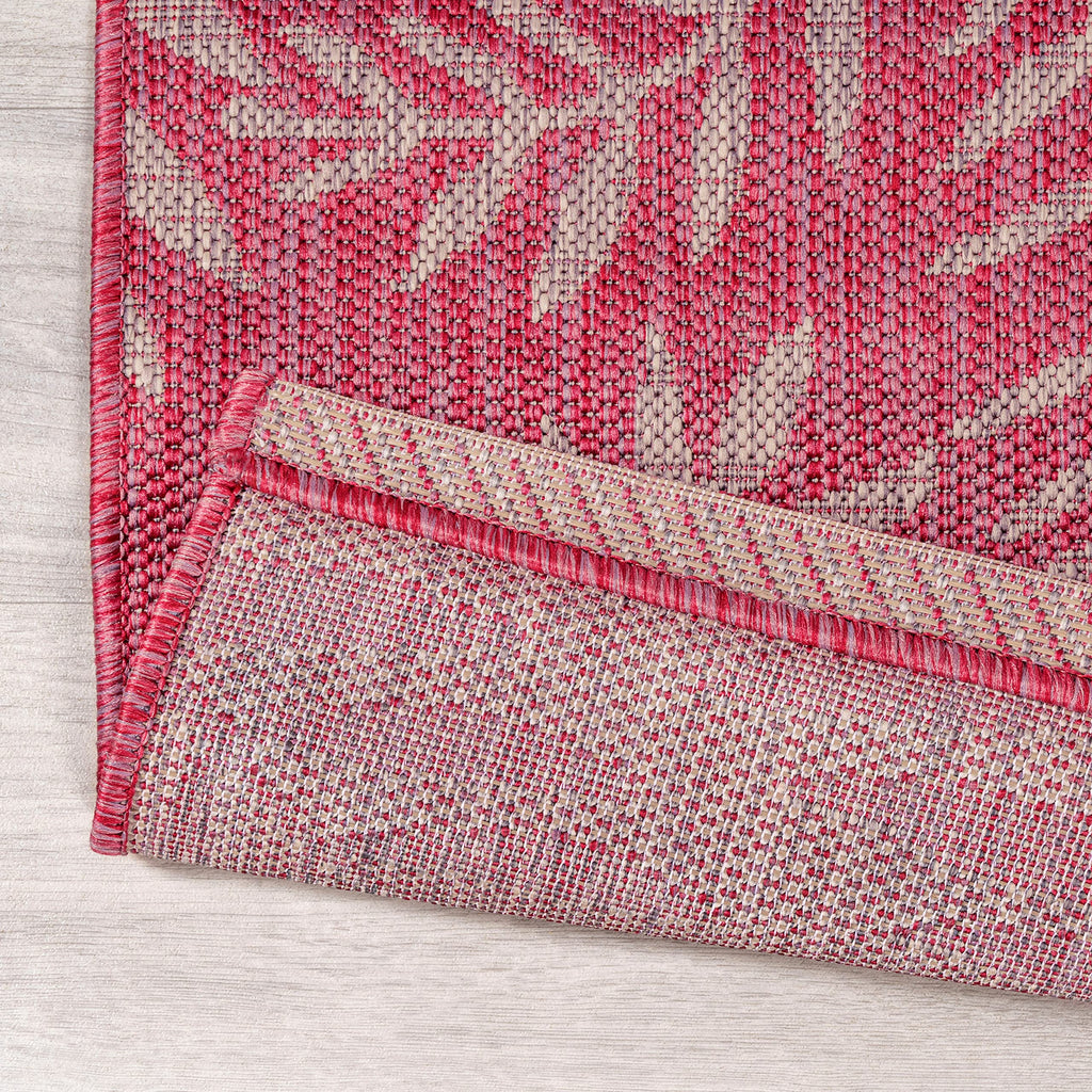 Jonathan Y Smb119F-210 Nevis Palm Frond Indoor Outdoor Area Rug, Coastal Casual Country & Floral Easy Cleaning,Bedroom,Kitchen,Backyard,Patio,Non Shedding, Fuchsia/Light Gray, 2 X 10