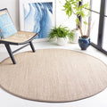 SAFAVIEH Natural Fiber Collection 6 Round Marble / Khaki NF143E Border Sisal Area Rug