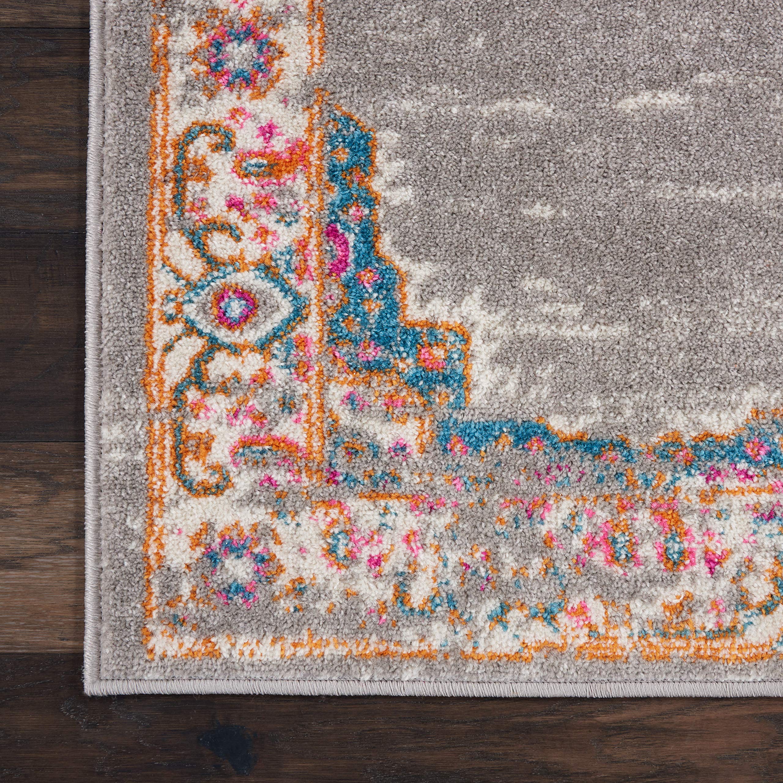 Nourison Passion Grey 5'3' X 7'3' Area Rug, Boho, Traditional, Easy Cleaning, Non Shedding, Bed Room, Living Room, Hallway, (5' X 7')